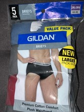 Gildan 5 Pack Men  s Cotton Soft Comfort Support Briefs Size 2XL Assorted Colors