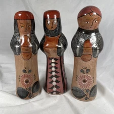 Tonala Pottery Nativity Hand Made Clay 3 Wise Men Kings Religious Set 3 8”