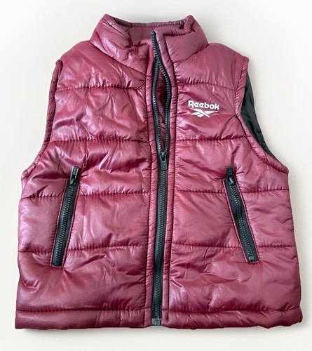 Toddler Boys Maroon Red Reebok Puffer Goose Down Vest Top Zip Up 12-18 Months - Picture 2 of 5