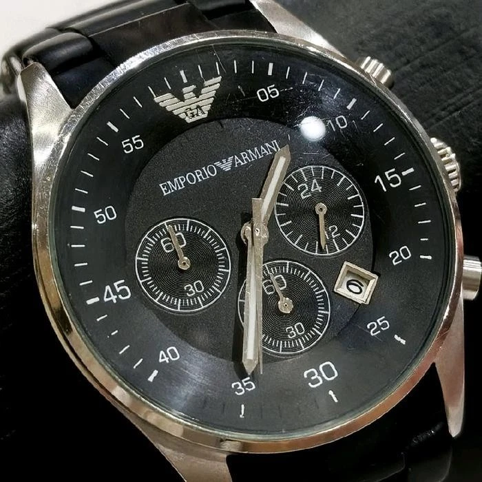 Rare EMPORIO ARMANI Black Dial Date Sportivo Chronograph Rubber Quartz Watch - Image 3 of 4