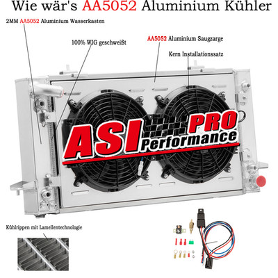 4Reihig Aluminium Kühler Shroud+Fan Für 94-98 LandRover Discovery 3.9/4.0L V8