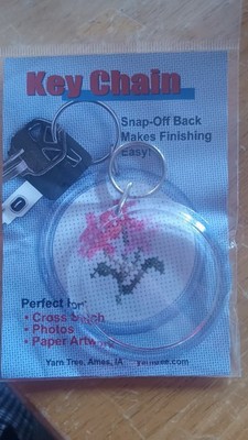 Yarn Tree Acrylic Clear Snap-Off Back Key Chain for Cross Stitch & Photos