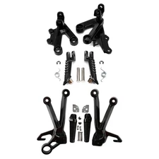 Driver & Passenger Footrests Peg Bracket Fit For Suzuki GSXR1000 2003-2004 Black