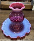 Fenton One Piece Fairy Lamp Cranberry Opalescent Vintage