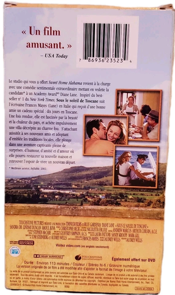 Sous Le Soleil De Toscane/ Under The Tuscan Sun (VHS French) Diane Lane - Image 2 of 3