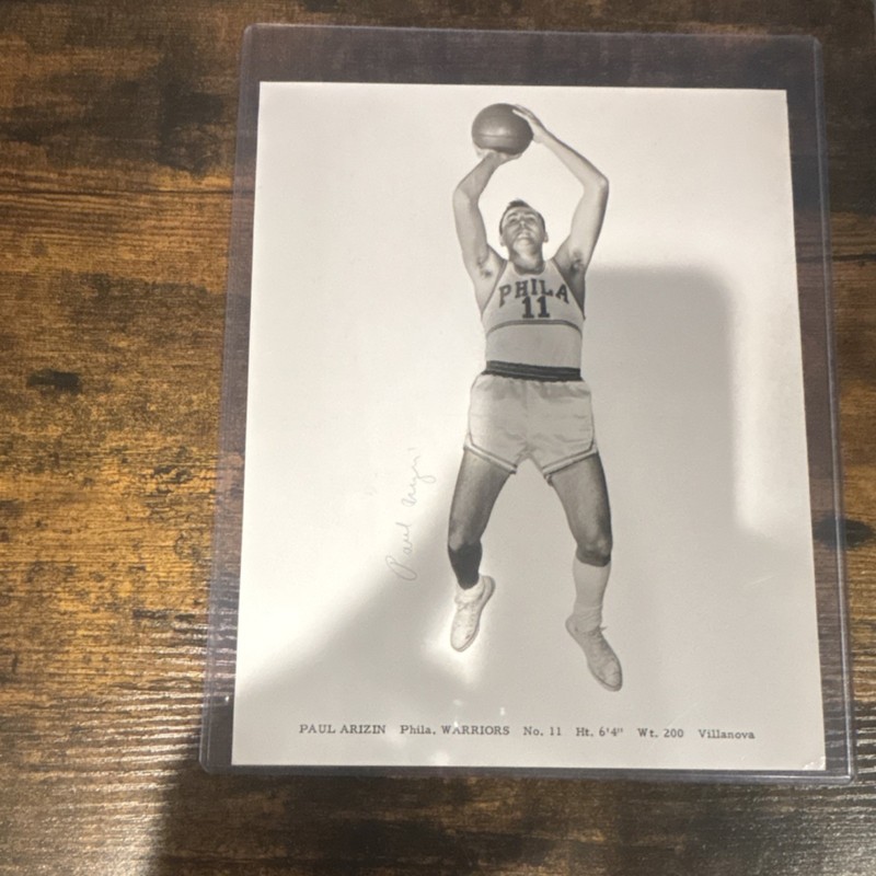 Paul Arizin Autographed Original 8x10  Photo Phila. Warriors Basketball