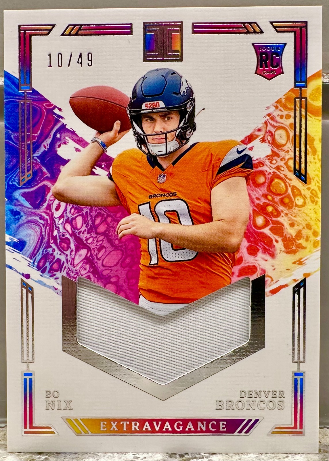 JERSEY # MATCH! 2024 Impeccable Extravagance Bo Nix Rookie 10/49! RC PATCH (1/1)