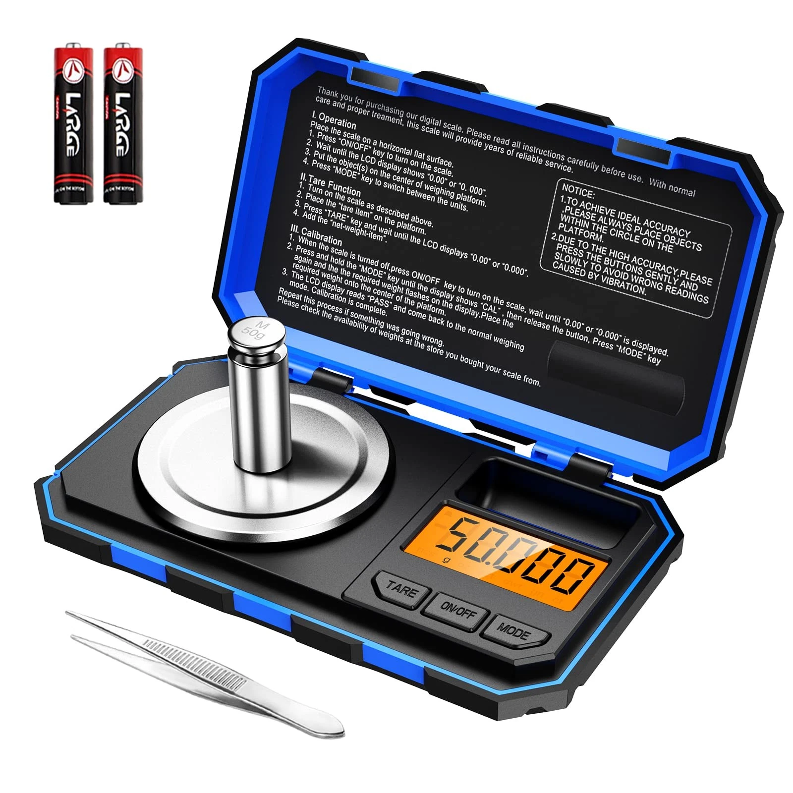 KeeKit Digital Pocket Scale, 50g 0.001g Professional Milligram Blue