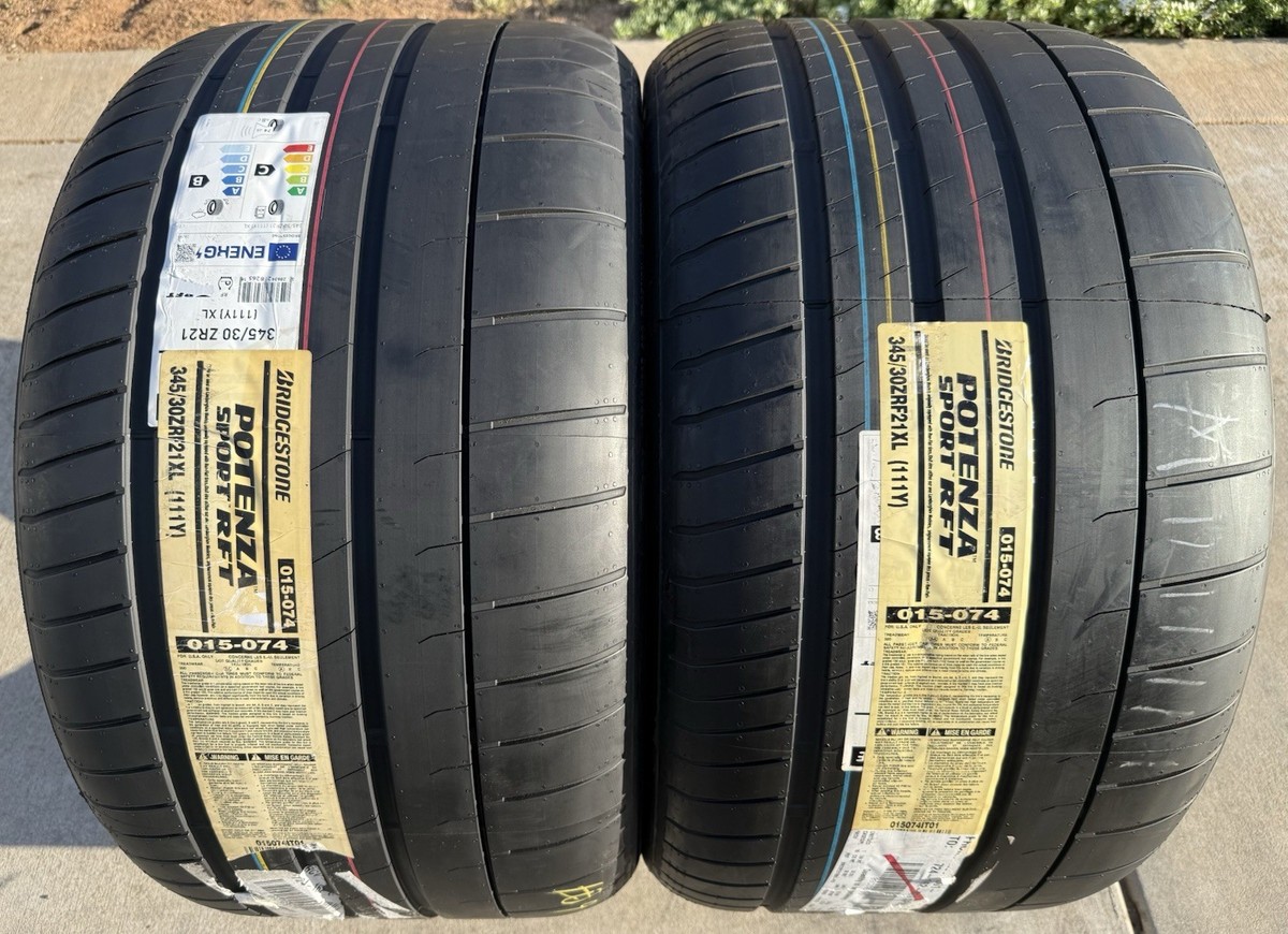 TWO BRAND NEW 345/30ZR21 111Y Bridgestone Potenza Sport RFT L