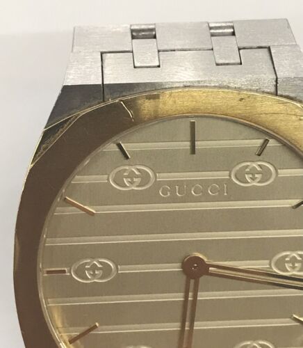 RELOJ PULSERA CABALLERO GUCCI 163.4 CUARZO ESFERA GG ACERO INOXIDABLE 7" Auténtico - Imagen 3 de 12