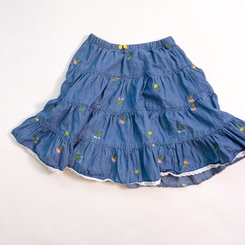 Mini Boden Tiered Woven Embroidered Twirly Skirt, Size 5/6 - Picture 2 of 5