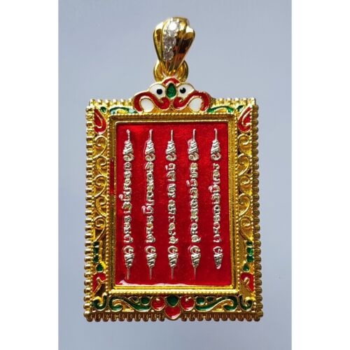 Ciondolo Oro Yant Hah Taew 5 Righe Yantra Magici Amuleto Thailandese - Foto 1 di 10