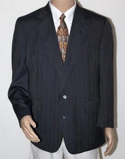 HART SCHAFFNER & MARX Men's 44R Gray Striped Heritage Plus Sport Coat Jacket