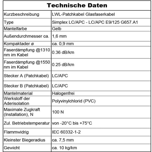 0,5 -100m Câbles à Fibres Optiques Cordon De Brassage LWL Simplex LC /Apc-Lc/ - Photo 4/8
