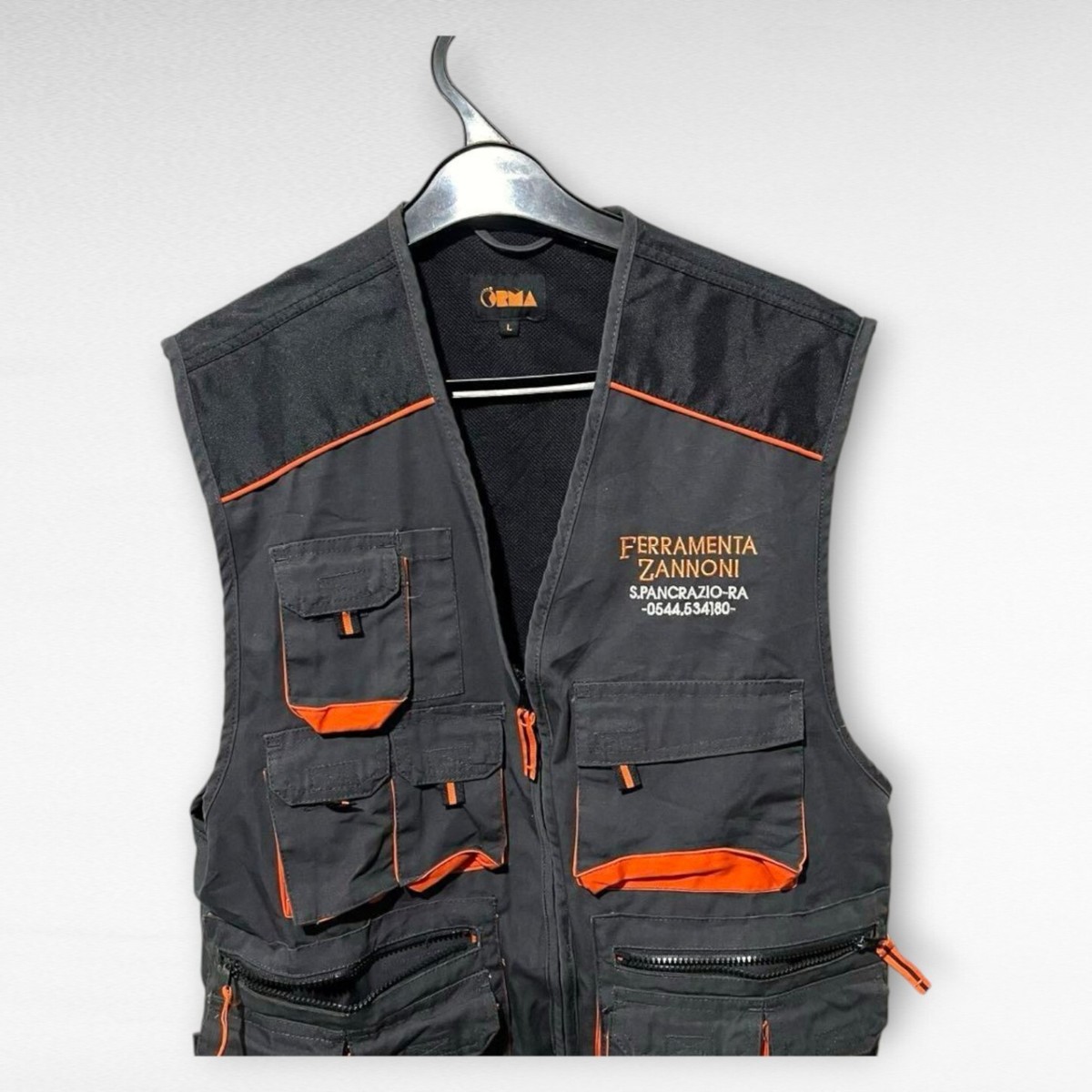 ウェア vintage fishing vest Vintage Fishing Vest L Big Silhouette Multi-Pocket Orange