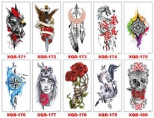 8 X Temporary Tattoos Body Arm Tattoo Sticker Half Sleeve Fake Waterproof US 