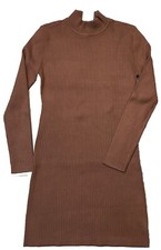 NWT Line and Dot REVOLVE Mock Neck LS Thick Ribbed Sweater Dress Large Brown