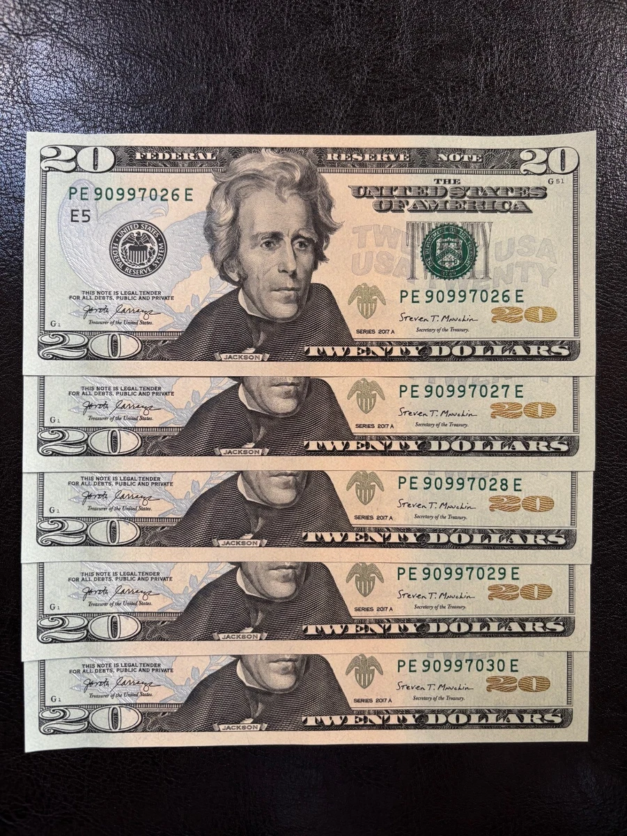 Uncirculated Uncertified $20 US Federal Reserve Small Notes for