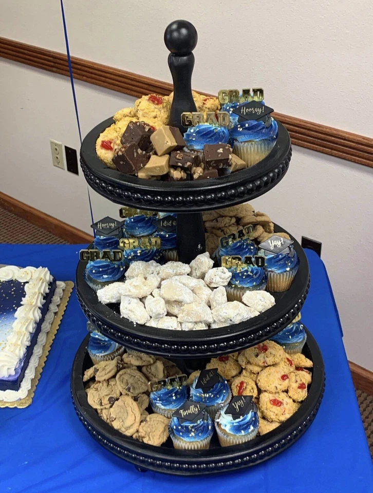 Three Level Black Beaded Tiered Tray - Image 3 of 4