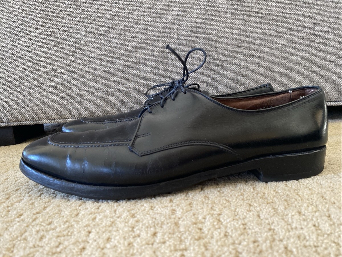 ALLEN EDMONDS Black Leather Apron Toe Derby Shoes Sz 12 AA  display picture 3