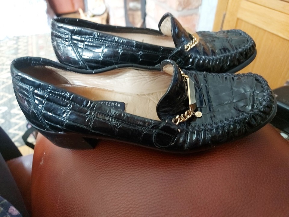 Ladies New Flat Horsebit Loafers Designer Smart Black Patent Russel