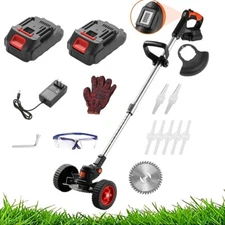 2500W Cordless Weed Wacker Electric Brush Cutter Lawn Edger Grass String Trimmer