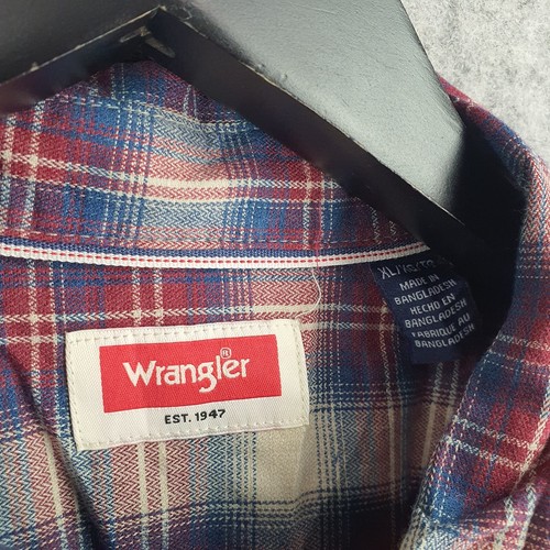 Wrangler Shirt Mens Extra Large TG Red Blue Plaid Button Up Western NEW 10835 - Picture 2 of 13