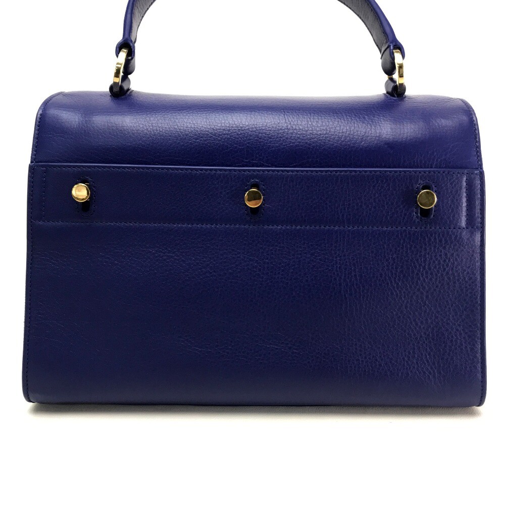 SAINT LAURENT PARIS Mini M Two Borsa a mano a 2 vie in pelle blu