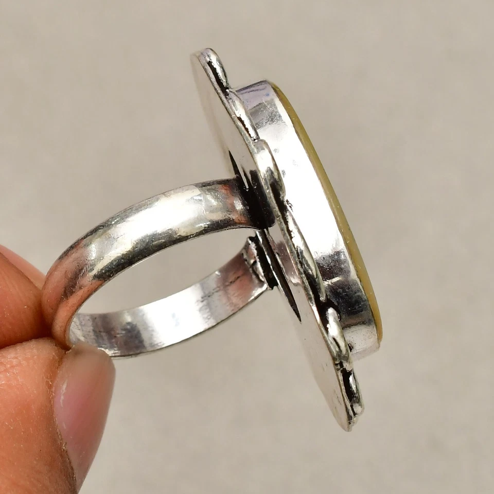 Perlmutt Edelstein 925 Sterling Silber Schmuck Ring Größe 7,5 - Bild 2 von 4