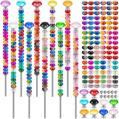 230 Pcs Beaded Garden Stakes, DIY Fairy Wand Garden Stake Beads Kits with 200