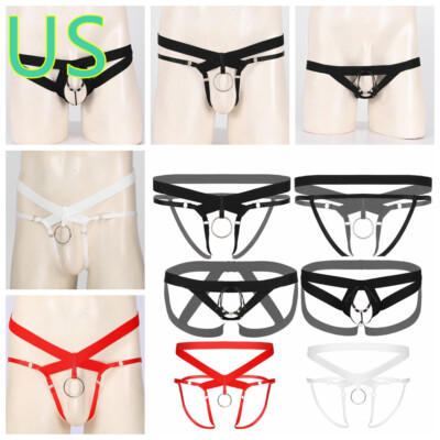 Men Jockstrap Brief T-back Thongs O Ring Bulge Pouch G-string Micro Underwear