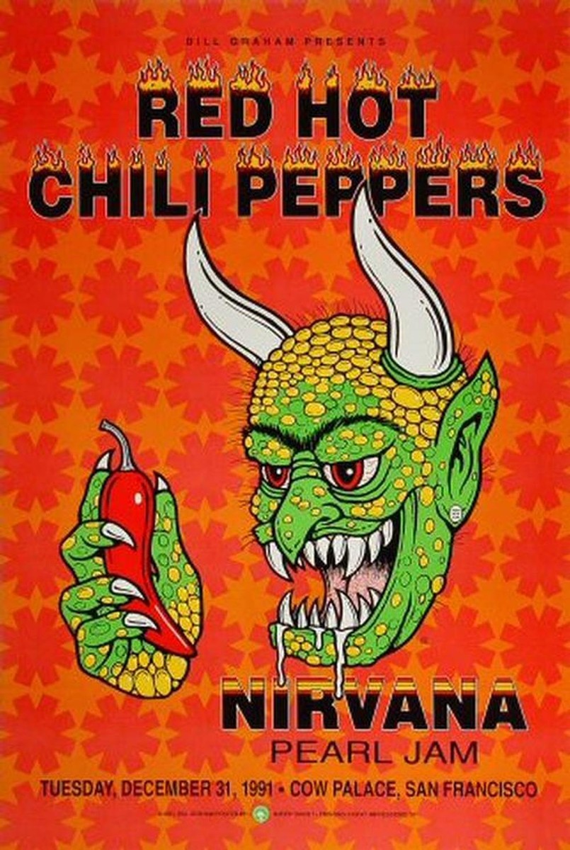 Red Hot Chili Peppers ポスター Vintage RED HOT CHILI PEPPERS Tour Poster Subway Size 1990