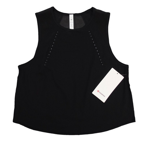 New Lululemon Size 8 Black Sculpt Cropped Tank Lightweight Reflective Details