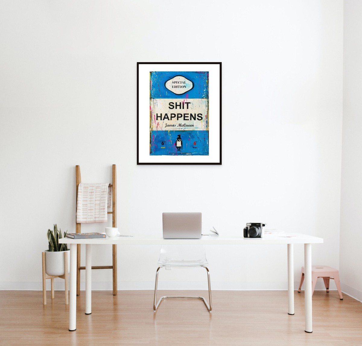 James McQueen - Shit Happens, Fine Art Giclee Print, Funny Pinguin