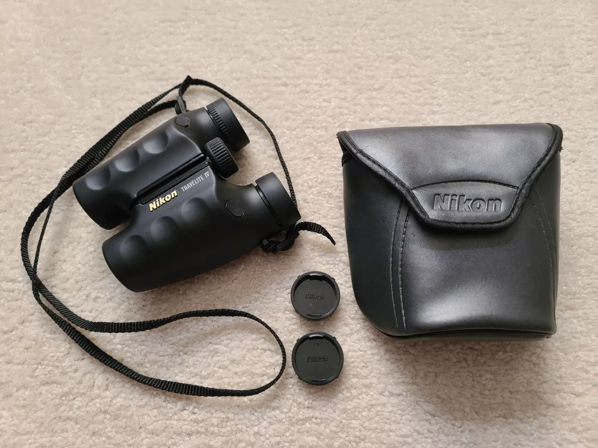 Nikon Travelite IV 9x25 Compact Binoculars w Nikon Case Lens Caps Very Rare