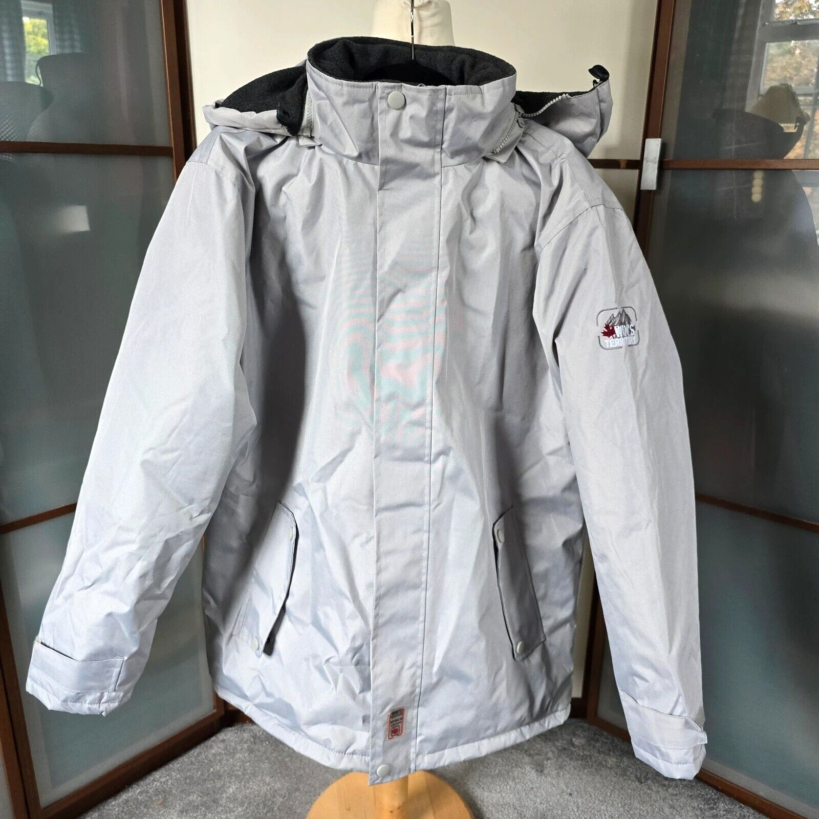 Win's Unisex Grey Insulated Antarctic Expedition Ski Hooded Jacket Size L