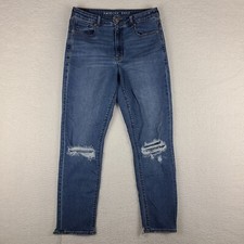 American Eagle Jeans Womens 6 Blue Mom Jean Distress Dark Wash Denim