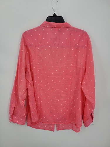 Lane Bryant Top Womens Plus 18/20 Pink Polka Dot Long Sleeve Boho Romantic - Picture 2 of 7