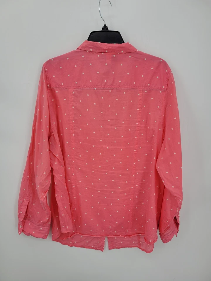 Blusa Lane Bryant Feminina Plus 18/20 Rosa Bolinhas Manga Longa Boho Romântica - Imagem 2 de 4