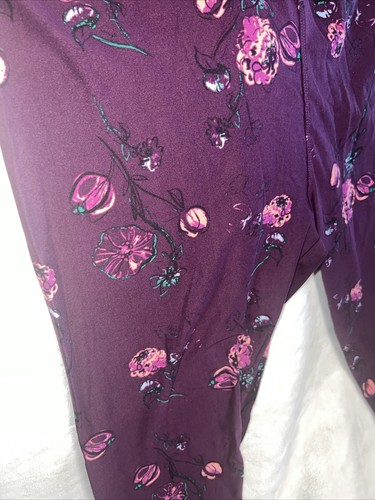 Lularoe TC2 Tall Curvy Leggings Purple Pink Pansy Peony Roses Iris 🌹 18-22 New - Picture 3 of 9