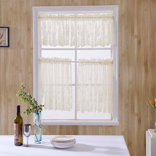 Vintage Embroidered Sheer Lace Window Curtain Kitchen Valance Cafe Tiers Bedroom - Picture 41 of 67