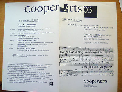 2003 Cooper Arts Union-kurt Vonnegut's God Bless You, Mr.Rosewater-Howard Stokar