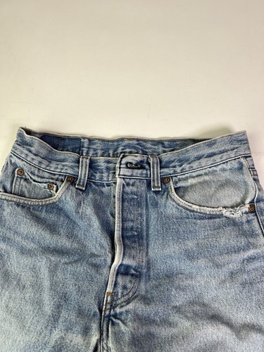 Levis Wedgie Shorts Womens 29 Blue Button Fly Premium 501 Light Wash Cutoff - Picture 2 of 9