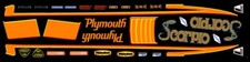 Plymouth SCORPIO NHRA Drag 1/64th HO Scale Slot Car Decals