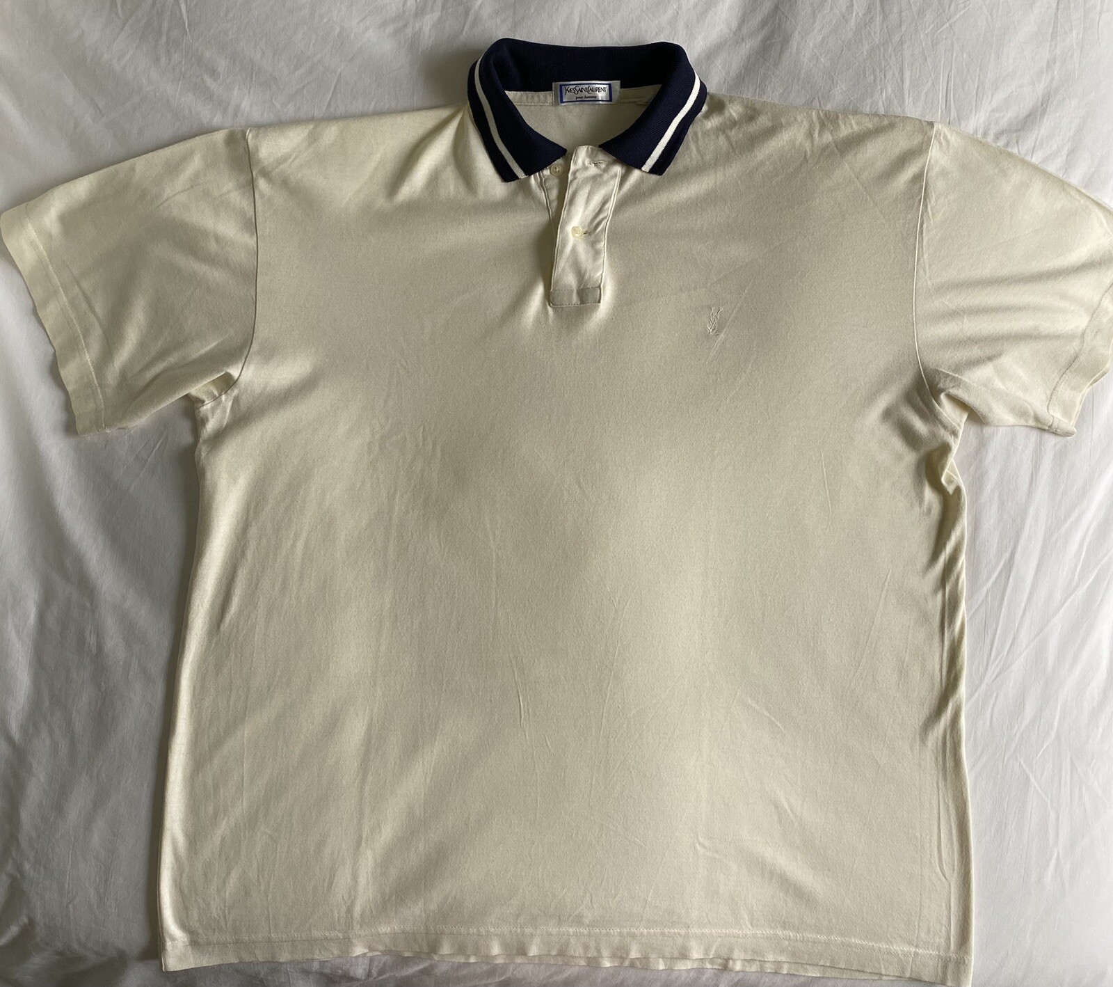 Polo Vintage Yves Saint Laurent Pour Homme Avorio taglia L XL in perfette condizioni