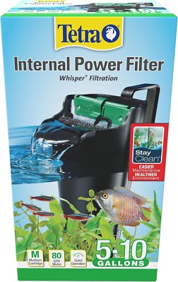 Tetra Whisper Internal Power Filter 5 To 10 Gallons In-Tank With Air Pump, Black