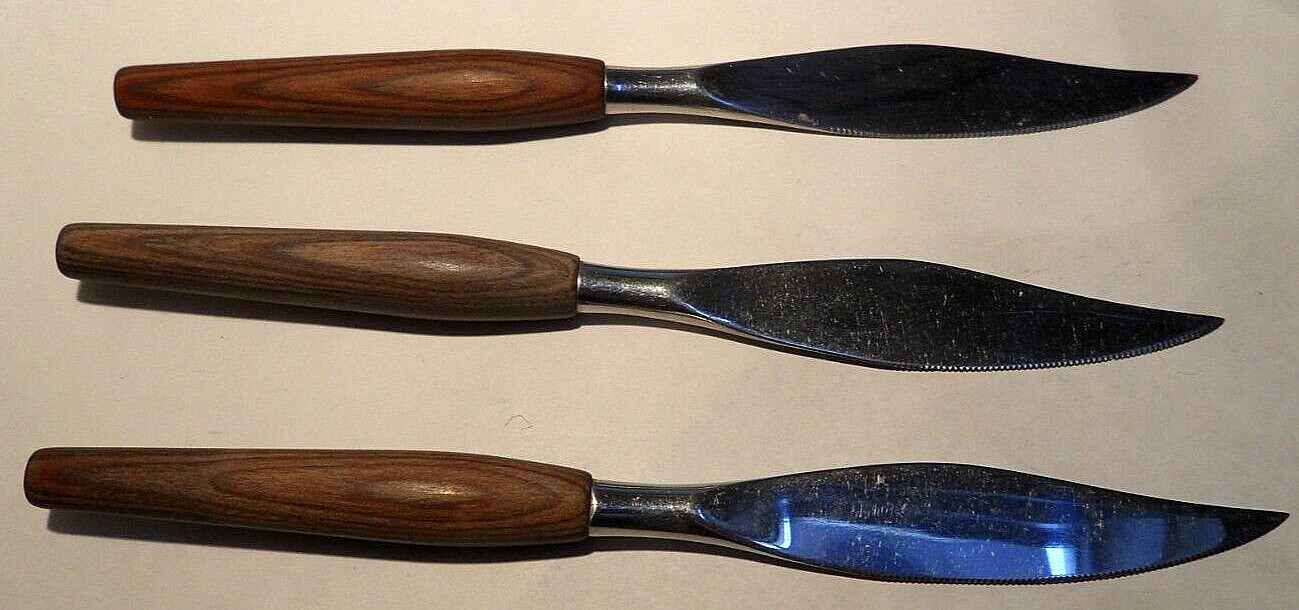 Three Vintage Mode Danish Stainless Steak Knives