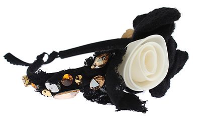 DOLCE & GABBANA Diadem Headband Tiara White Rose Crystal  display picture 3