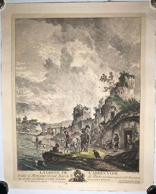 PIETER WOUWERMAN La Grote De L abreuvoir Original Stamped Drawing Print Page