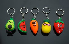 5x PCS Cute 3D Fruit  Vegetable Avocado Keychain Cartoon Bag Purse PVC Pendant